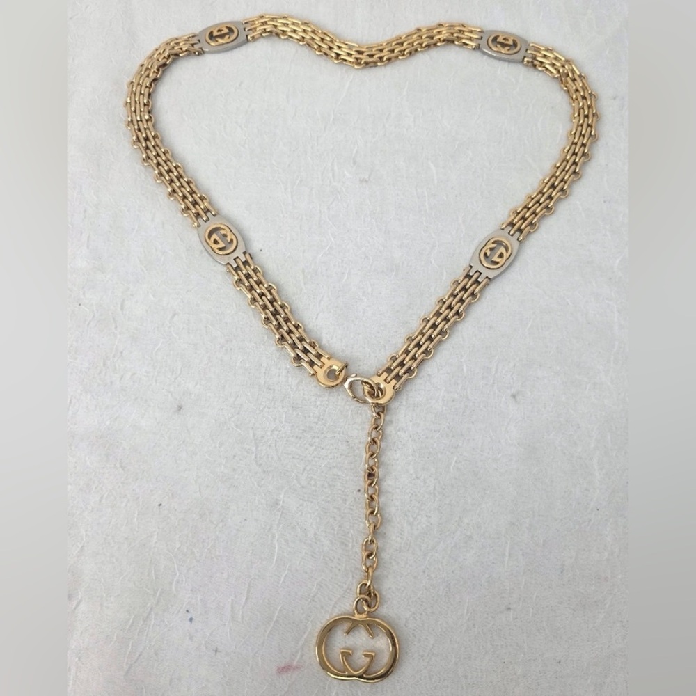 Gucci Gold and Silver Interlocking GG Chain Belt - Picture 2 of 16